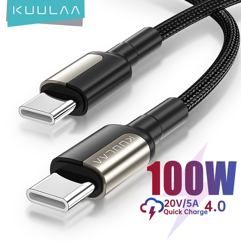 KUULAA 100 Вт USB C к USB Type C Кабель USBC PD 5A Шнур для быстрой зарядки Кабель USB-C Type-c для Samsung S20 MacBook iPad Huawei Xiaomi фото 1