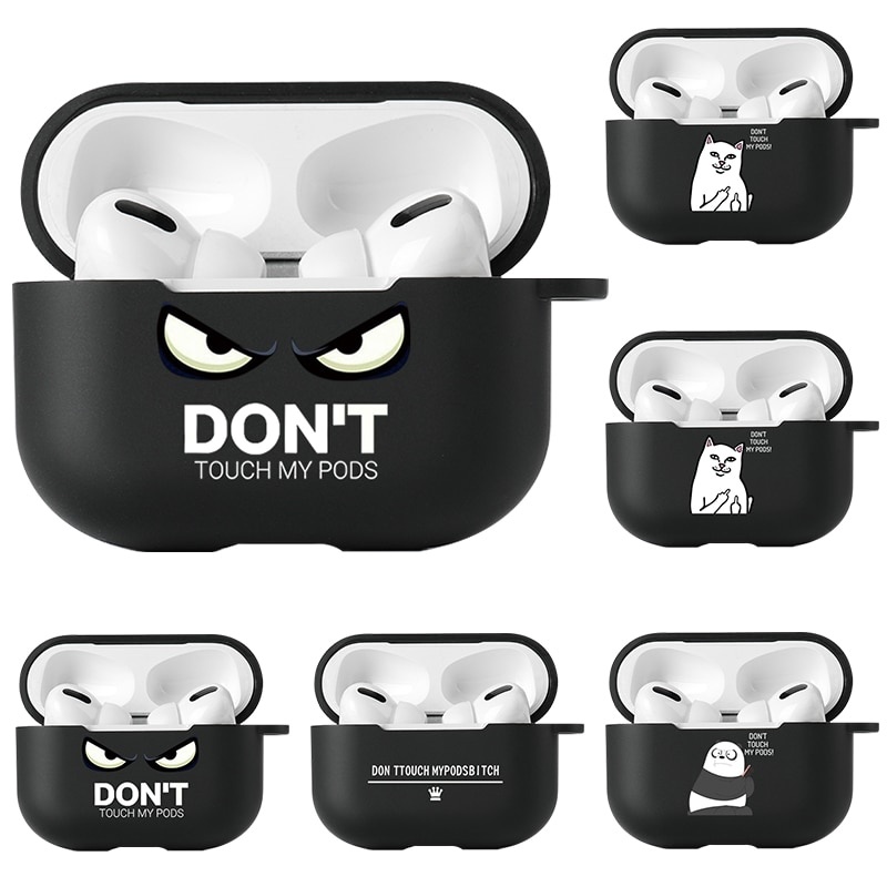 Чехол для Apple Airpods Pro Чехлы Слоган Простой текст Dont Touch Airpods 3 2 Силиконовый черный чехол для наушников Air pod Pro Capa Bag фото 1