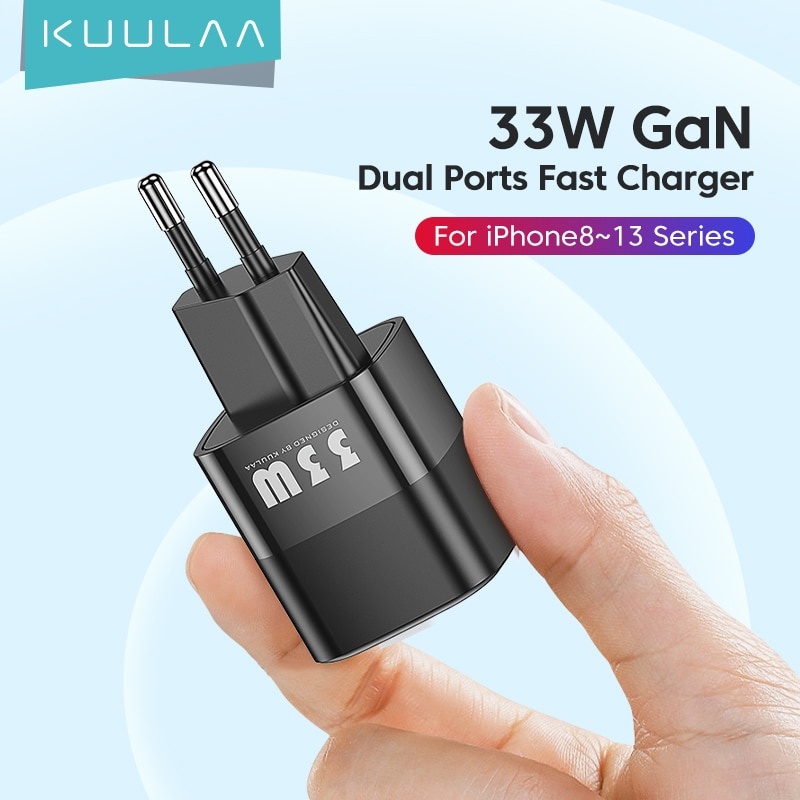 Зарядное устройство KUULAA USB C 33 Вт GaN Type C PD с быстрой зарядкой для iPhone 13 12 11 Max Pro XS 8 Plus для iPad Pro Air 2020 iPad mini 2021 фото 1