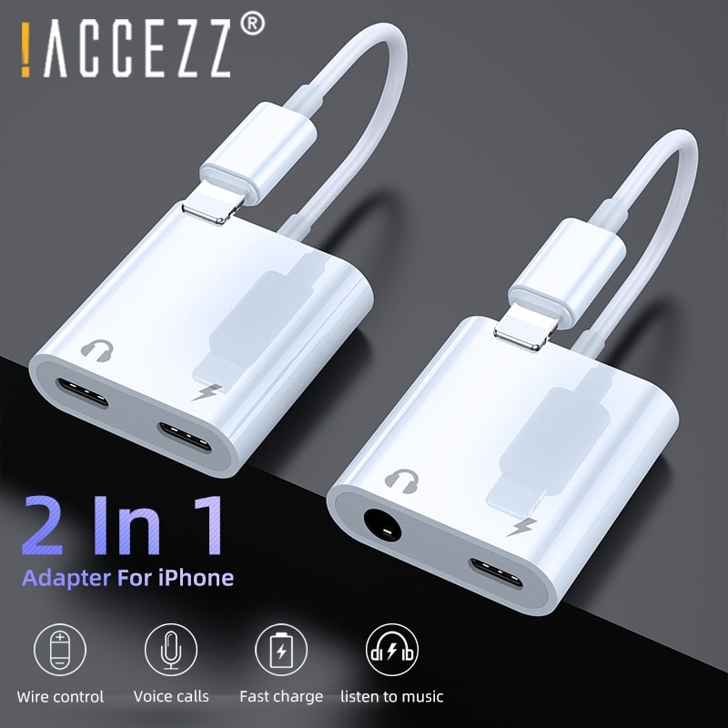 ACCEZZ Dual Lighting Audio Adapter для IPhone XS MAX XR X 8 Plus 3,5 мм разъем для зарядки наушников Aux 2 в 1 разветвитель для IOS 11 12 фото 1