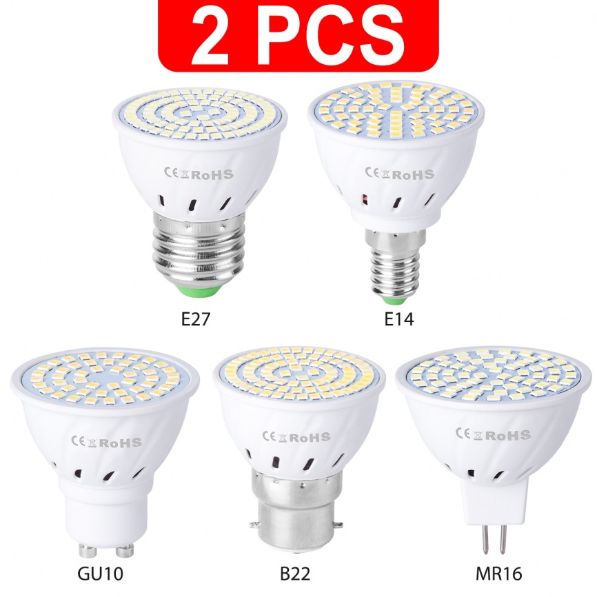 GU10 LED E27 Lamp E14 Spotlight Lamp 48 60 80leds lampara 220V GU 10 bombillas led MR16 gu5.3 Lampada Spot light B22 5W 7W 9W фото 1