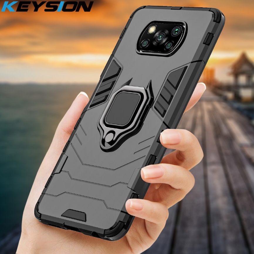 KEYSION Противоударный чехол для Xiaomi POCO X3 GT NFC M3 M4 Pro 5G F2 Кольцо Стенд Телефон Задняя крышка для Xiaomi Pocophone X3 Pro F3 F1 фото 1