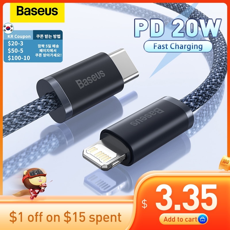 Кабель Baseus PD USB C мощностью 20 Вт для iPhone 13 Pro Max Кабель USB C для быстрой зарядки для iPhone 12 mini pro max Кабель USB Type C для передачи данных фото 1