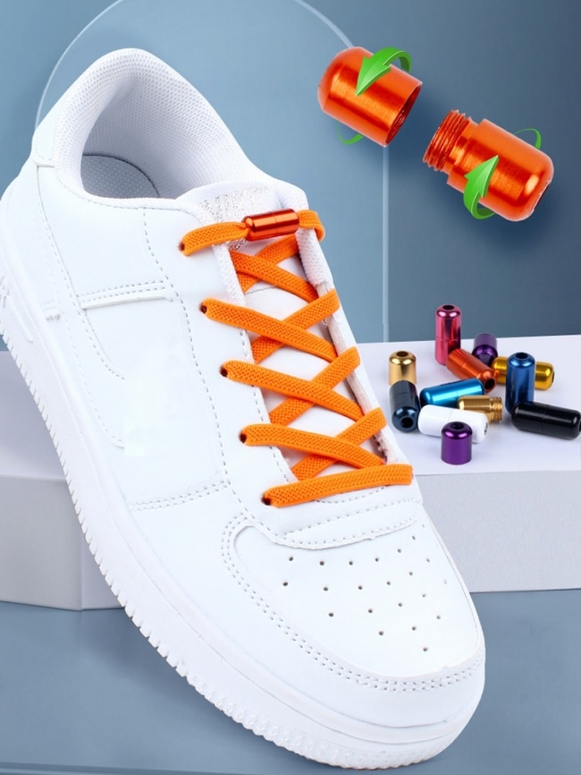 2021 Новые эластичные шнурки без завязок Плоские шнурки для детей и взрослых Кроссовки Шнурки Quick Lazy Metal Lock Laces Shoe Strings фото 1
