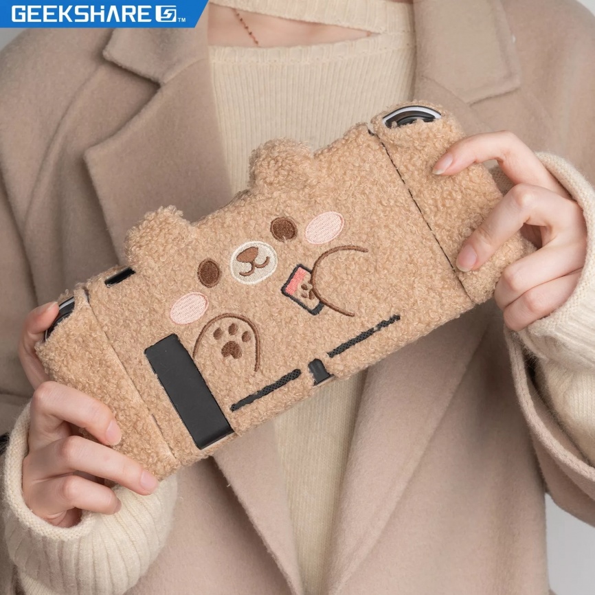 LIENG GeekShare Nintendo Switch чехол с милым медведем, плюшевый Nintend Switch, защитный жесткий чехол, раздельный чехол Joy-con для аксессуаров NS фото 1