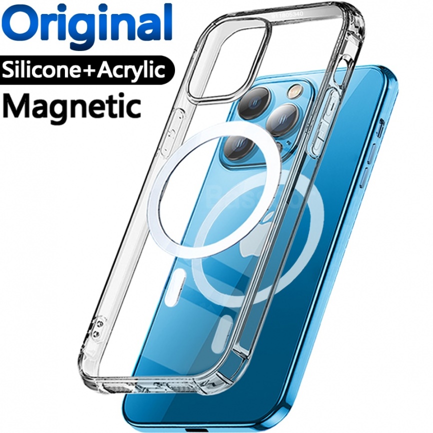 Роскошный беспроводной магнитный чехол для Magsafe Case Iphone 12 11 13 Pro Max Mini 7 8 Plus Xr Xs Max X Прозрачные акриловые чехлы фото 1