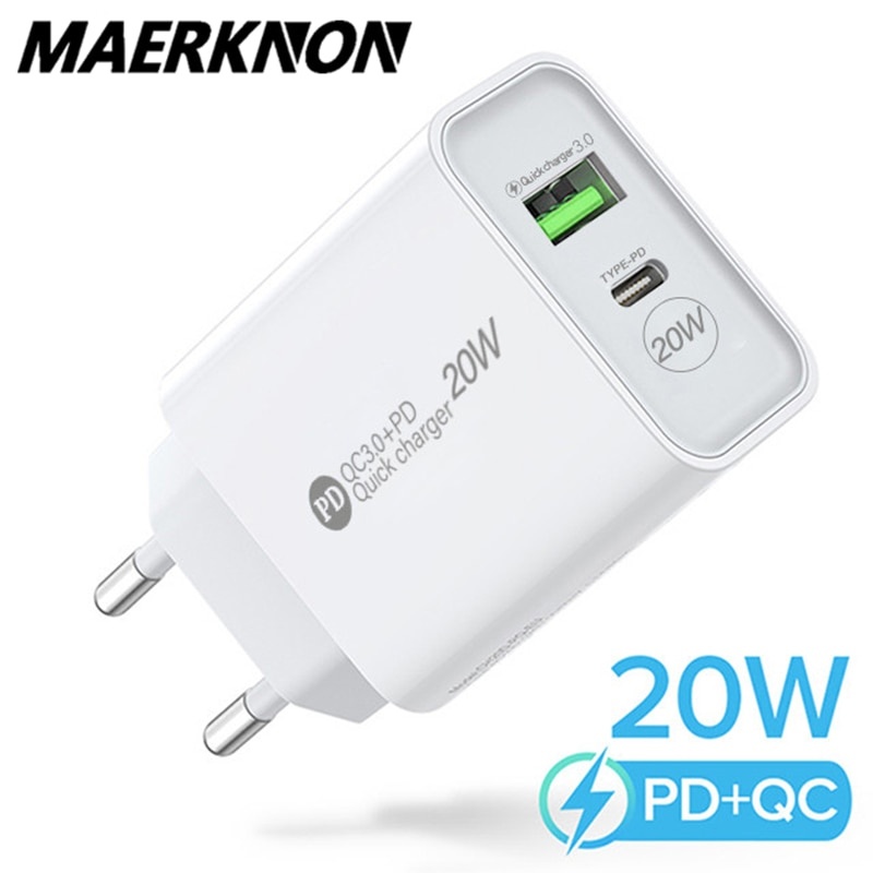 Maerknon PD 20 Вт USB зарядное устройство Quick Charge QC 3.0 Быстрое настенное зарядное устройство для телефона Адаптер для iPhone 13 12 Pro iPad Huawei Xiaomi Samsung фото 1