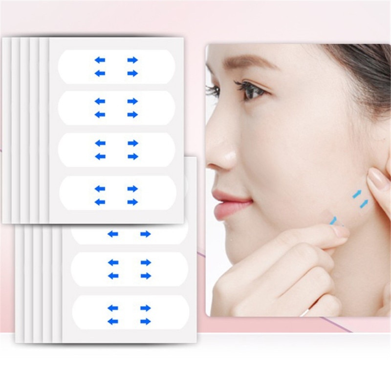 Yoxier 40Pcs/10Sheets/Pack Водостойкая V-образная клейкая лента для макияжа лица Невидимый дышащий лифтинг-наклейка для лица Лифтинг Затянуть подбородок фото 1