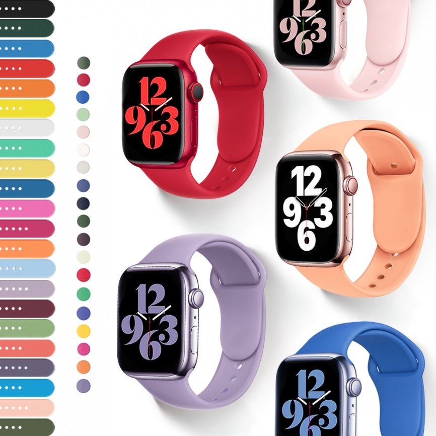 Силиконовый ремешок для часов, совместимый с Apple Watch Band 45 мм 44 мм 41 мм для браслета iWatch 40 мм 38 мм correa apple watch series 7 6 5 SE фото 1