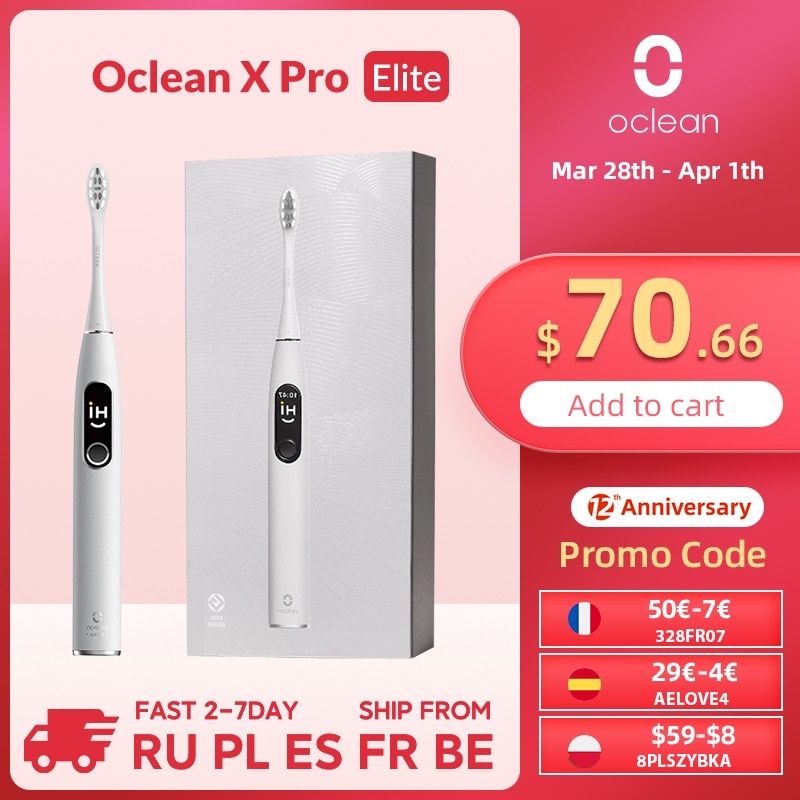 Электрическая зубная щетка Oclean X Pro Elite Sonic Умная электрическая зубная щетка IPX7 Quiet Mark Быстрая зарядка Обновление для зубной щетки XPro фото 1