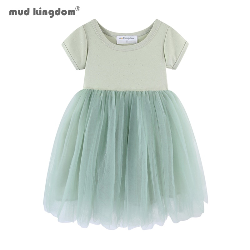 Mudkingdom блестящее платье-пачка для девочек, простые платья принцессы с короткими рукавами для малышей, праздничная одежда из фатина для девочек, детское летнее платье фото 1