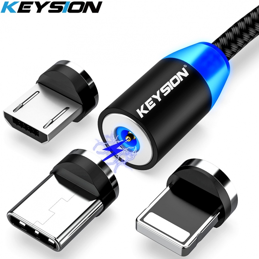 KEYSION LED Магнитный USB-кабель Быстрая зарядка Кабель типа C Магнитное зарядное устройство Зарядка данных Кабель Micro USB Кабель для мобильного телефона USB-шнур фото 1