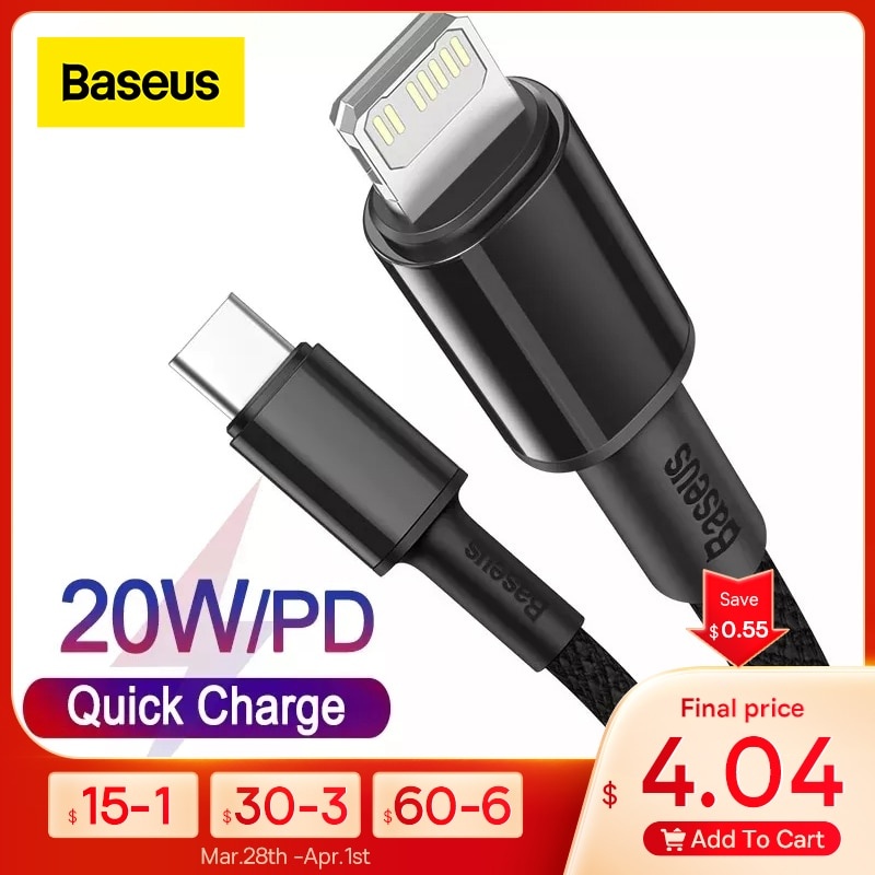 Кабель Baseus PD 20 Вт USB C для iPhone 13 12 Pro Max Быстрая зарядка для iPhone Кабель USB C Кабель USB Type C Кабель для передачи данных Зарядное устройство USB фото 1