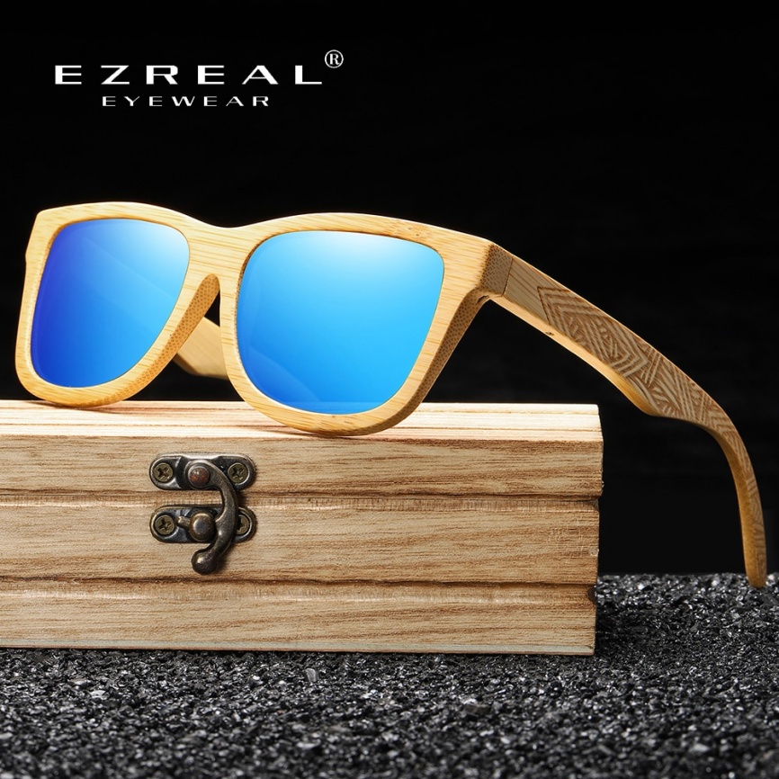 EZREAL брендовый дизайн ручной работы из натурального дерева бамбуковые солнцезащитные очки роскошные солнцезащитные очки поляризованные деревянные Óculos de sol masculino фото 1