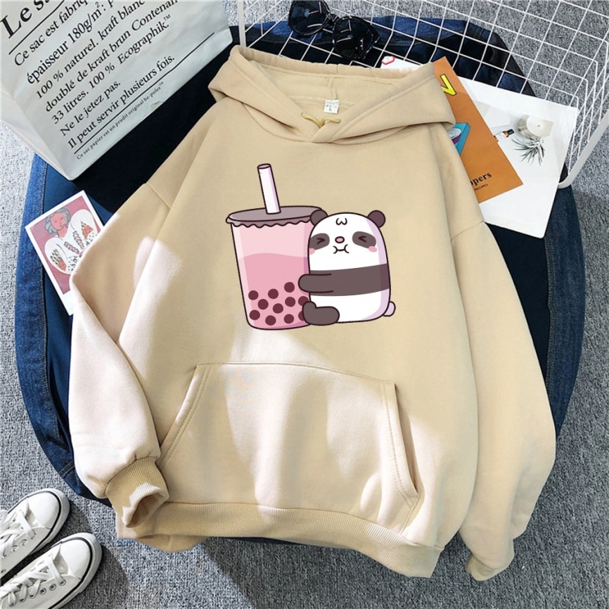 2022 женская толстовка с милой пандой и принтом «Спит», новый теплый винтажный пуловер для женщин, модная корейская толстовка с круглым вырезом для женщин фото 1