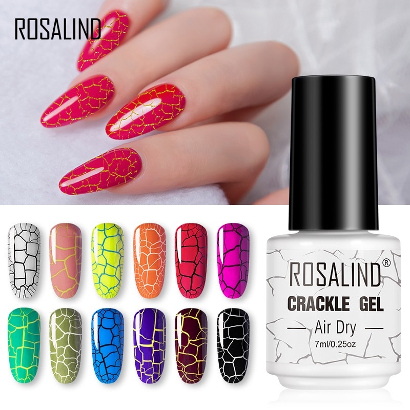 Гель-лак для ногтей ROSALIND Crackle, цветная база для наращивания лака для ногтей, гибридный маникюрный набор для УФ, полупостоянное базовое верхнее покрытие фото 1