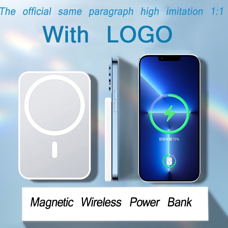 1:1 High Copy Оригинальный запасной аккумулятор 5000 мАч Магнитный аккумулятор с беспроводной зарядкой для iPhone 12 13 ProMax Внешняя батарея фото 1