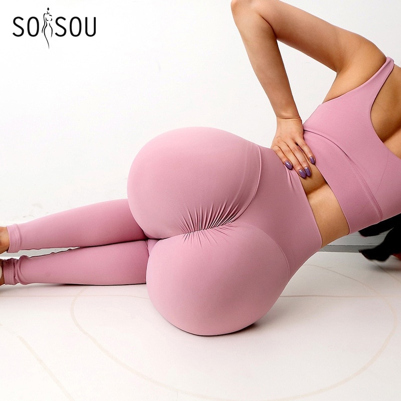 SOISOU/Новые штаны для йоги, женские леггинсы для фитнеса, нейлоновые длинные штаны с высокой талией, женские бедра, пуш-ап, колготки, женская спортивная одежда фото 1