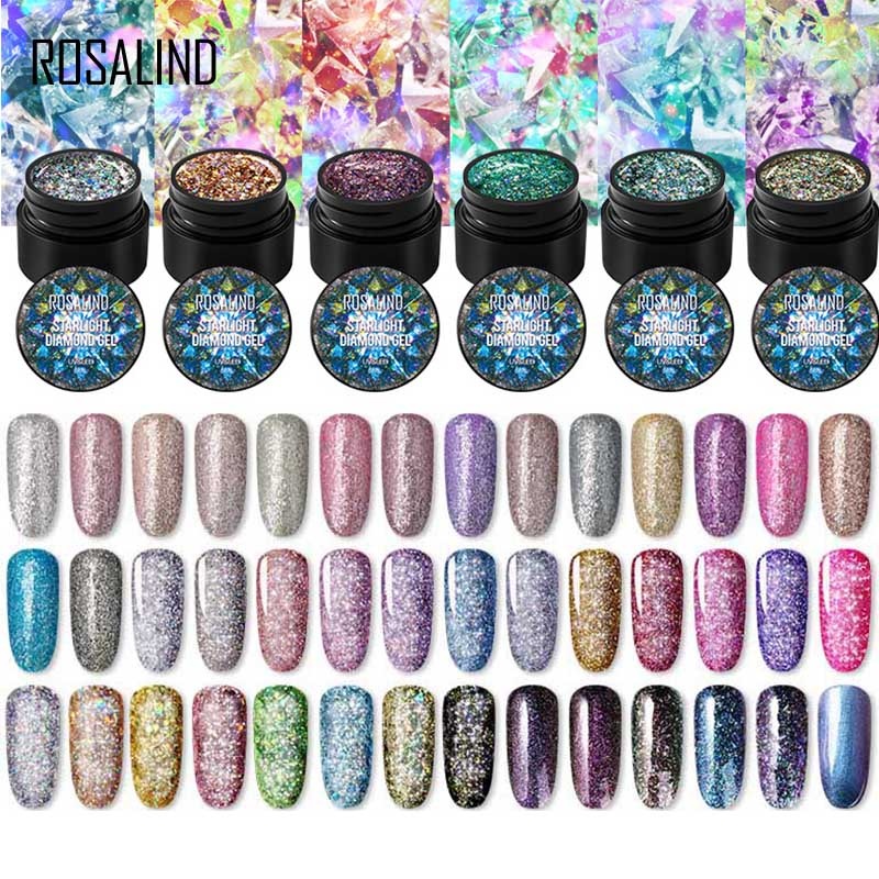 ROSALIND 5 мл блестящий гель лак для ногтей живопись дизайн ногтей Vernis полуперманентный Алмазный блеск польский УФ гель для ногтей верхнее покрытие маникюр фото 1